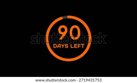 Countdown timer number illustration. 90 Days left countdown timer.
