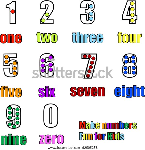 Counting Numbers 0 9 Zero Nine Stock Illustration