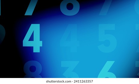 Counting numerical digits blue background infographic on computational data science, algorithm numbers, and digital counter programming
