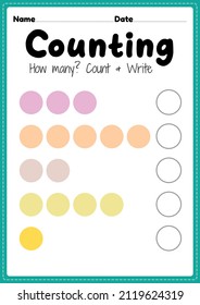 Counting Worksheet Math Printable Sheet Preschool Stock Illustration ...