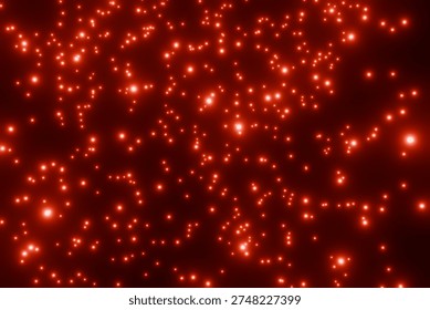 Countless red particles floating on a black background