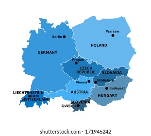 Countries In Central Europe, Map