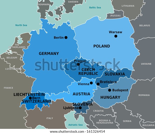 中央ヨーロッパの国 地図 のイラスト素材 161326454