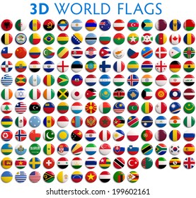 Country Flags Of The World - 3D Realistic.  