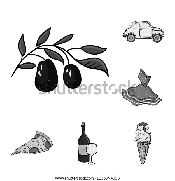 Country\
Italy monochrome icons in set collection for design. Italy and\
landmark bitmap symbol stock web\
illustration.