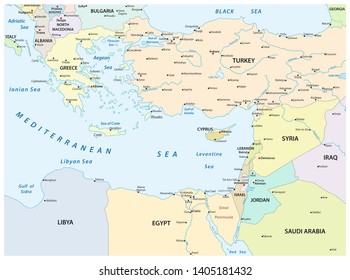 Country Map Of The Eastern Mediterranean