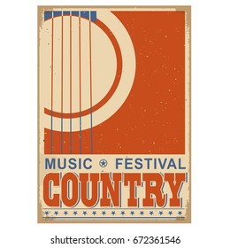 Country Music Festival Background With Acoustic Guitar.Raster