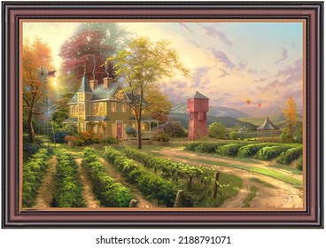 Country Style Painting, Old House, Farm House, Family Farm