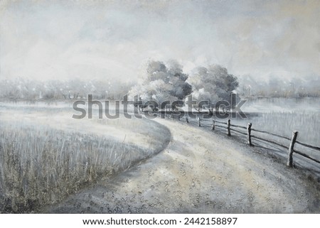 Countryside, Farm, Grassland，Three-dimensional texture, acrylic hand-painted, high-definition wallpaper, artistic creativity, home decoration, oil painting