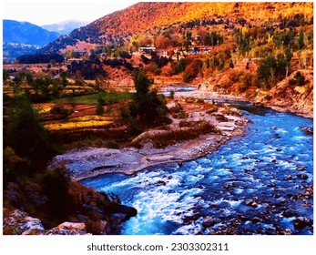 Countryside valley village river is a new beautiful nature scene photo painting ,great for decoration ,travel ,book cover ,textile and fabric print ,gift card and different website and print purposes - Powered by Shutterstock