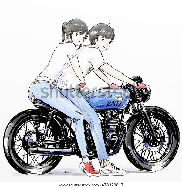 boy and girl on motorcycle