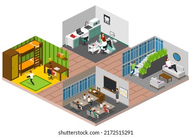 Couple Daily Life, Man And Woman Together, Isometric Home Routine And Everyday Leisure Activity. Couple Daily Life Breakfast Eating, Watching TV And Jogging Sport In Park, Cooking And Shopping