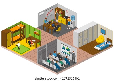 Couple Daily Life, Man And Woman Together, Isometric Home Routine And Everyday Leisure Activity. Couple Daily Life Breakfast Eating, Watching TV And Jogging Sport In Park, Cooking And Shopping