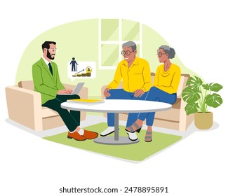 A couple discussing their retirement plans with their financial planner. - Powered by Shutterstock