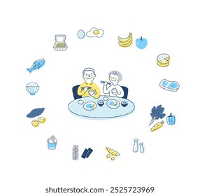 Couple eating variety of foods and healthy eating - Powered by Shutterstock