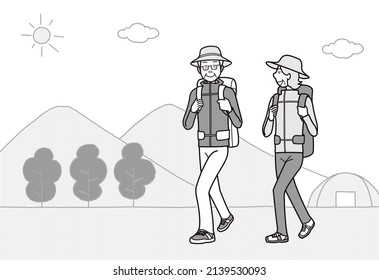 A couple of elderly climbers trekking - Powered by Shutterstock