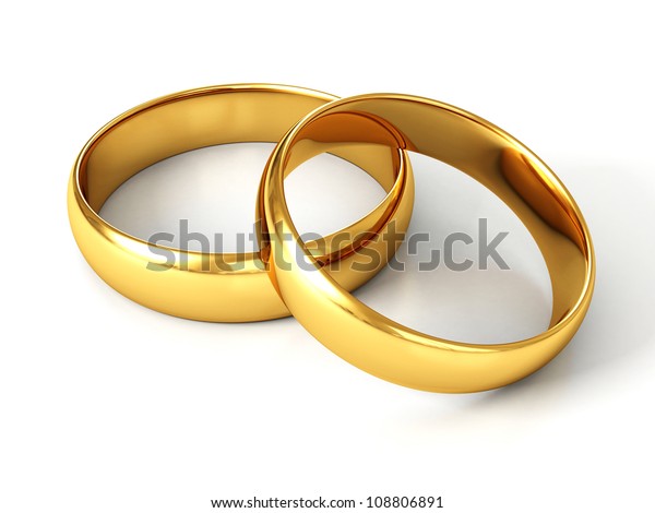 Paar Goldene Hochzeitsringe Auf Weissem Hintergrund Stockillustration