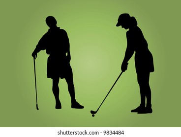 Couple Golfing