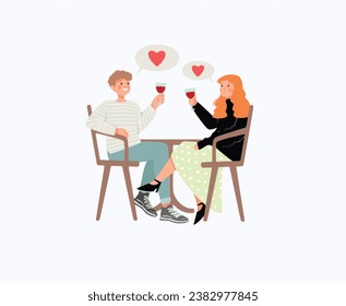  a couple having wine at a dinner table - Powered by Shutterstock