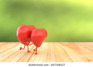Couple hearts. 3D rendering.