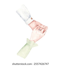 Couple holding hands. Watercolor hand drawing of man and woman in love isolated on a white background. Concept of love and romance. For Valentine's Day, Wedding or Engagement cards and invitations. - Powered by Shutterstock