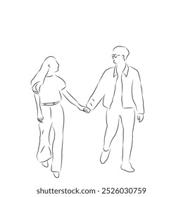 couple holding hands while walking 