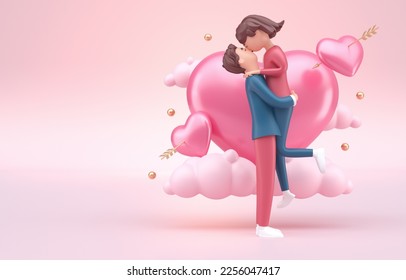 Couple Kissing on Valentine's Day. 3D Illustration - Powered by Shutterstock