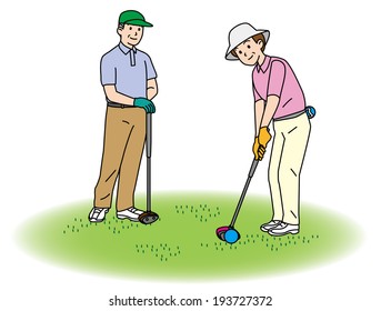 Couple of middle age that golf  - Powered by Shutterstock