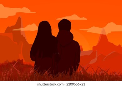 A Couple Is On A Date At Sunset. Lofi. Aesthetic