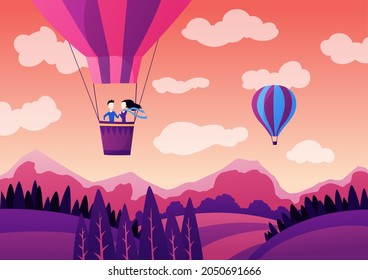 Couple hot air balloon