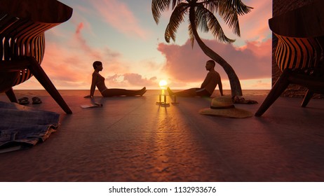 Couple on vacation 3D rendering - Powered by Shutterstock