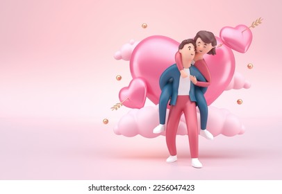 Couple on Valentine's Day. 3D Illustration - Powered by Shutterstock