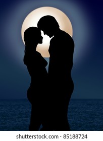 Couple Under Moonlight Romance