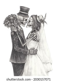 Couple wedding skulls 