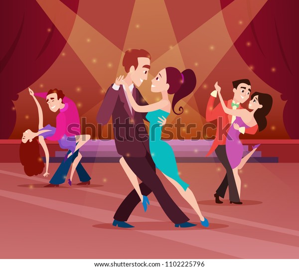 Hakuun Couples On Dance Floor Cartoon Characters Liittyva Kuvituskuva 1102225796