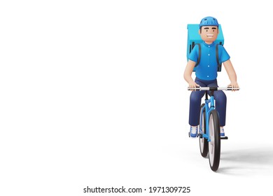 Courier bicycle delivery man with parcel box on the back, 3d rendering - Powered by Shutterstock