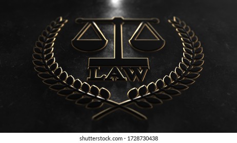 Court Of Law Lawyer Legal Representation Plaque Title - 3D Illustration Render