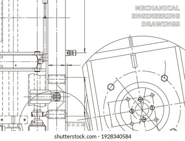 Cover, flyer, banner. Engineering illustration. Technical illustrations, backgrounds