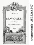 Cover of Gazette Des Beaux-Arts in a year 1862 from Gazette Des Beaux-Arts, a French art review from our facsimile book. Vintage French cover design art illustration, French cover design art print.