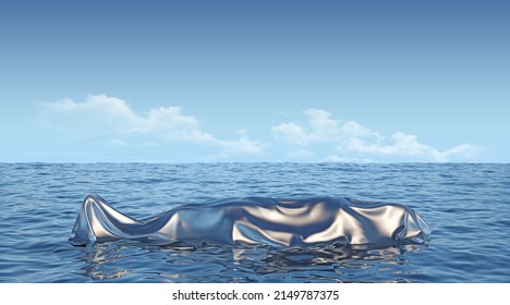 Covered Human Corpse In Water. 3d Rendering