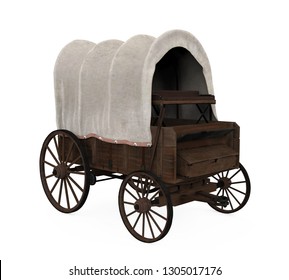 Covered Wagon Isolated. 3D rendering