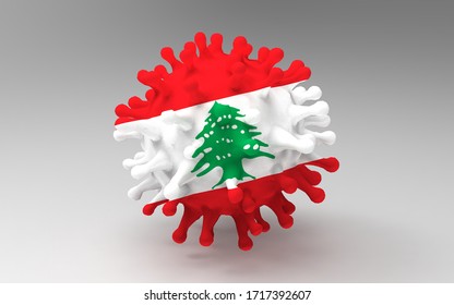 Covid 19 Corona Virus 3d Illustration With Lebanon Flag