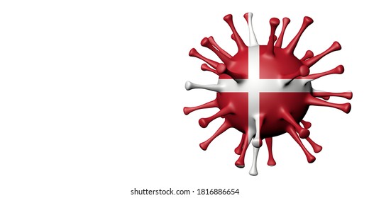 Covid 19. Corona Virus 3d Illustration With Denmark Flag.