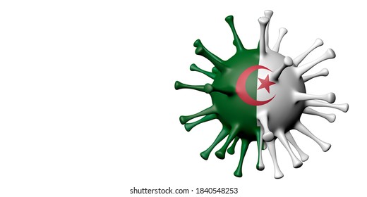 Covid 19. Corona Virus 3d Illustration With Algeria Flag.