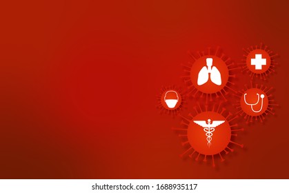 Covid 19 Coronavirus Medical Emergency Illustration – Lungs, Facemask, Stethascope, Cross