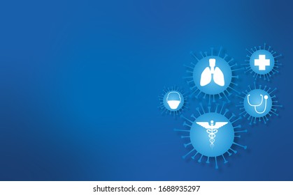 Covid 19 Coronavirus Medical Emergency Illustration – Lungs, Facemask, Stethascope, Cross