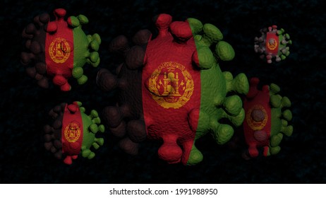 COVID In Afghanistan Country, 3d Concept Of Flag Above Coronaviruses