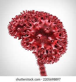 Covid Brain And Long Term Coronavirus Syndrome And Coronavirus Pandemic Symptoms That Persist As A Medical Injury Neurology Concept As A Virus Infection With 3D Illustration Elements.