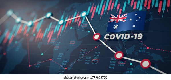 COVID-19 Coronavirus Australia Economic Impact Concept Image. 3d Illustration.