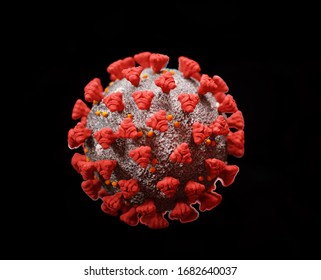 Covid-19 Coronavirus cell pandemic virus isolated on black. 3d render, 3d illustration
